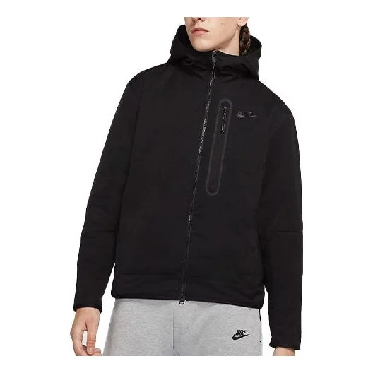 Nike 스포츠웨어 기술 로고 인쇄 캐주얼 후드 재킷 '블랙' CU4486-010 - 1