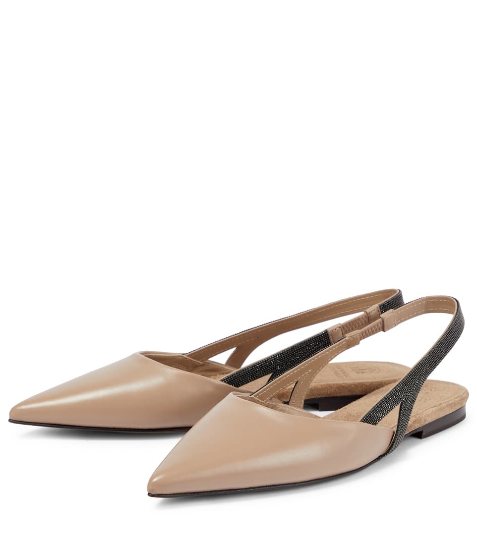 Embellished leather slingback flats - 5