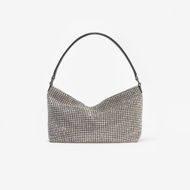 Silver Diamante Medium Hobo Bag 3
