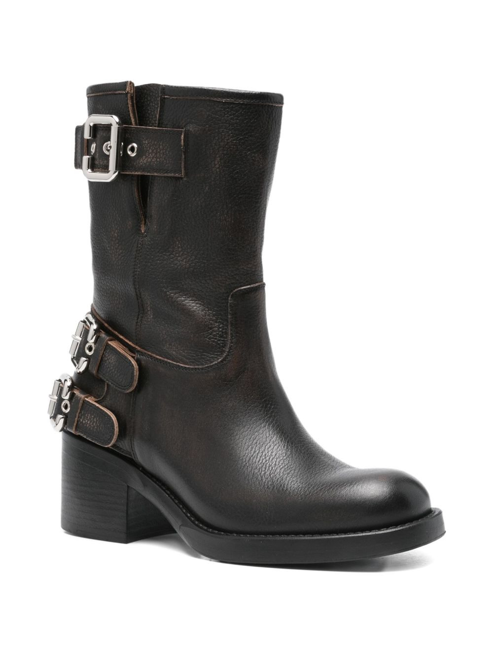 60mm leather biker boots - 2