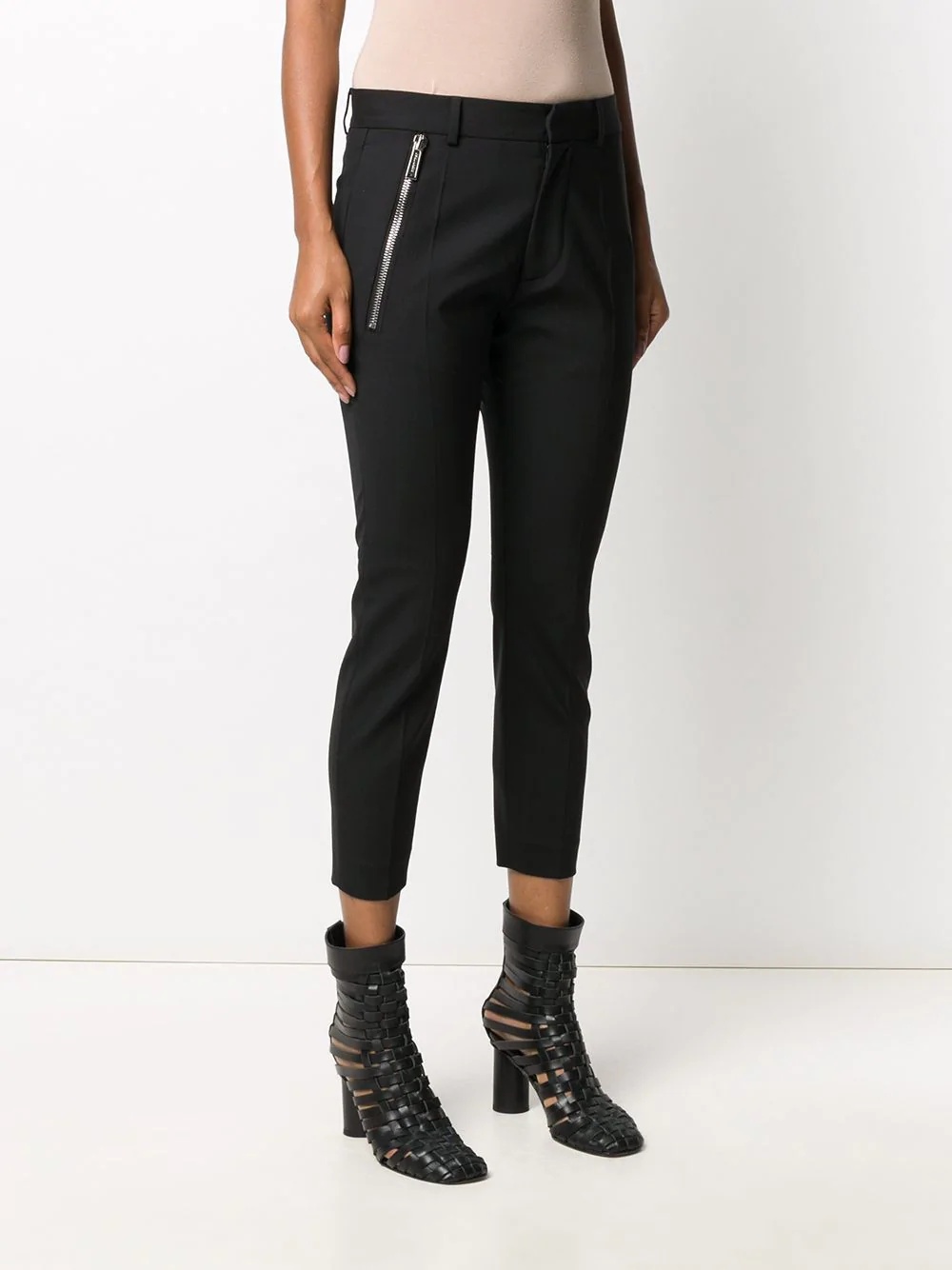 zipped pocket cropped trousers - 3