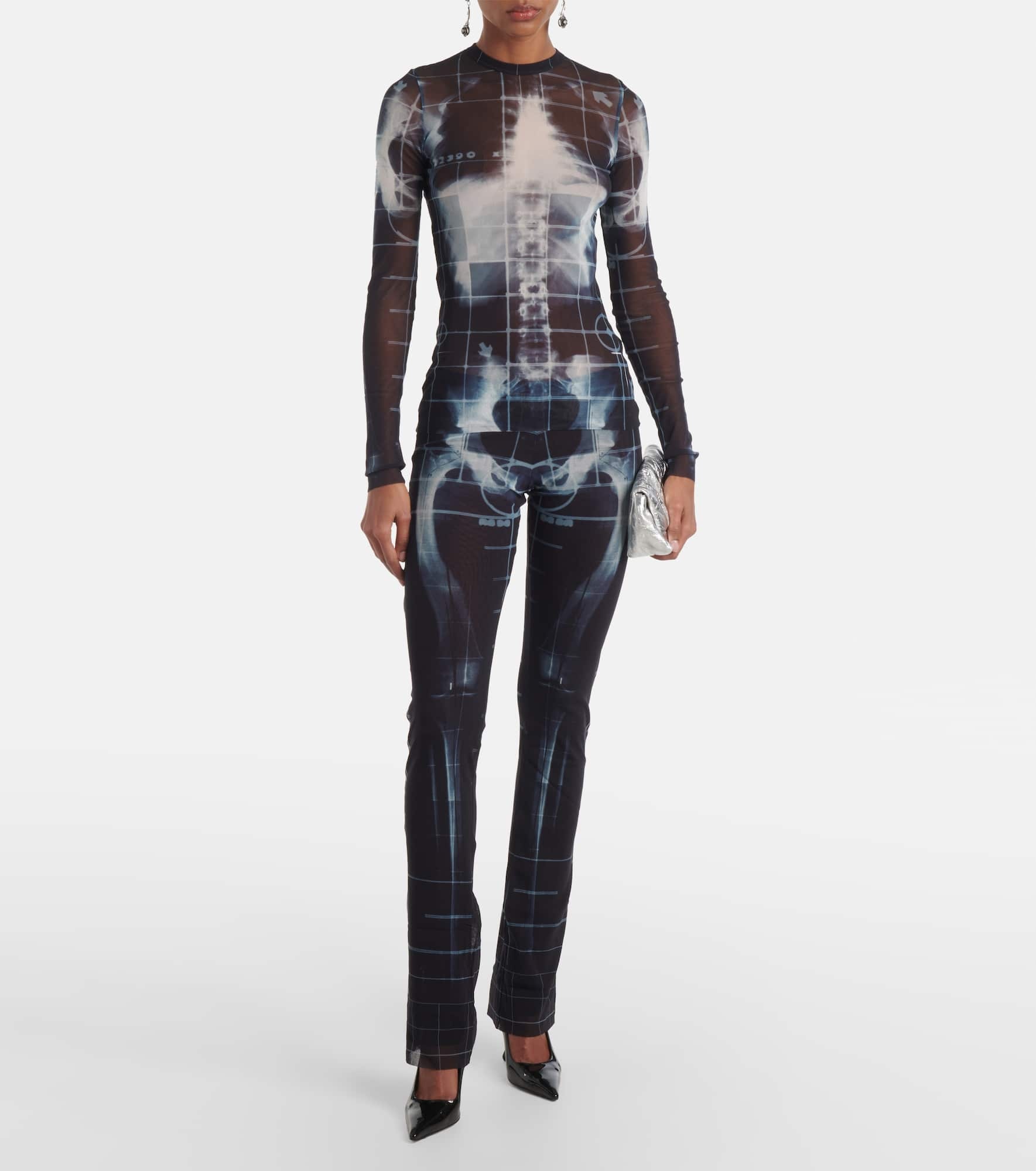 Squeletor semi-sheer mesh flared pants - 2