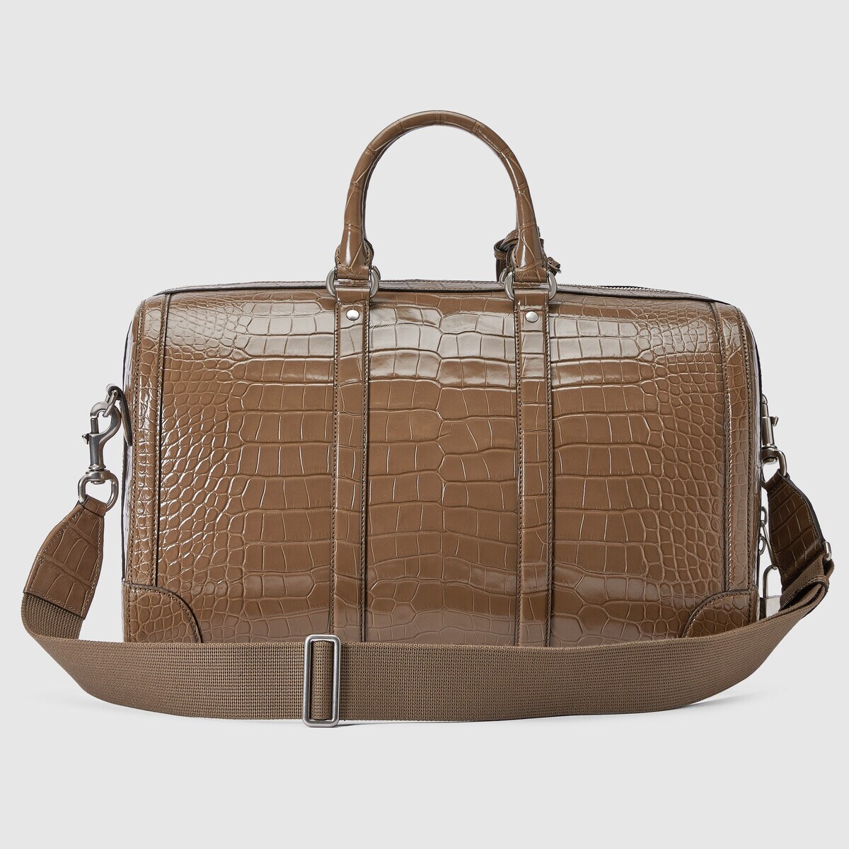 Crocodile duffle bag with Double G - 4