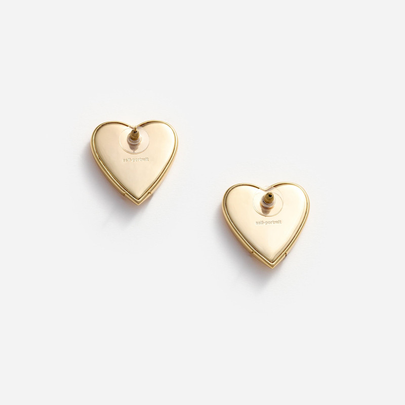 self-portrait Gold Heart Ridged Earrings outlook