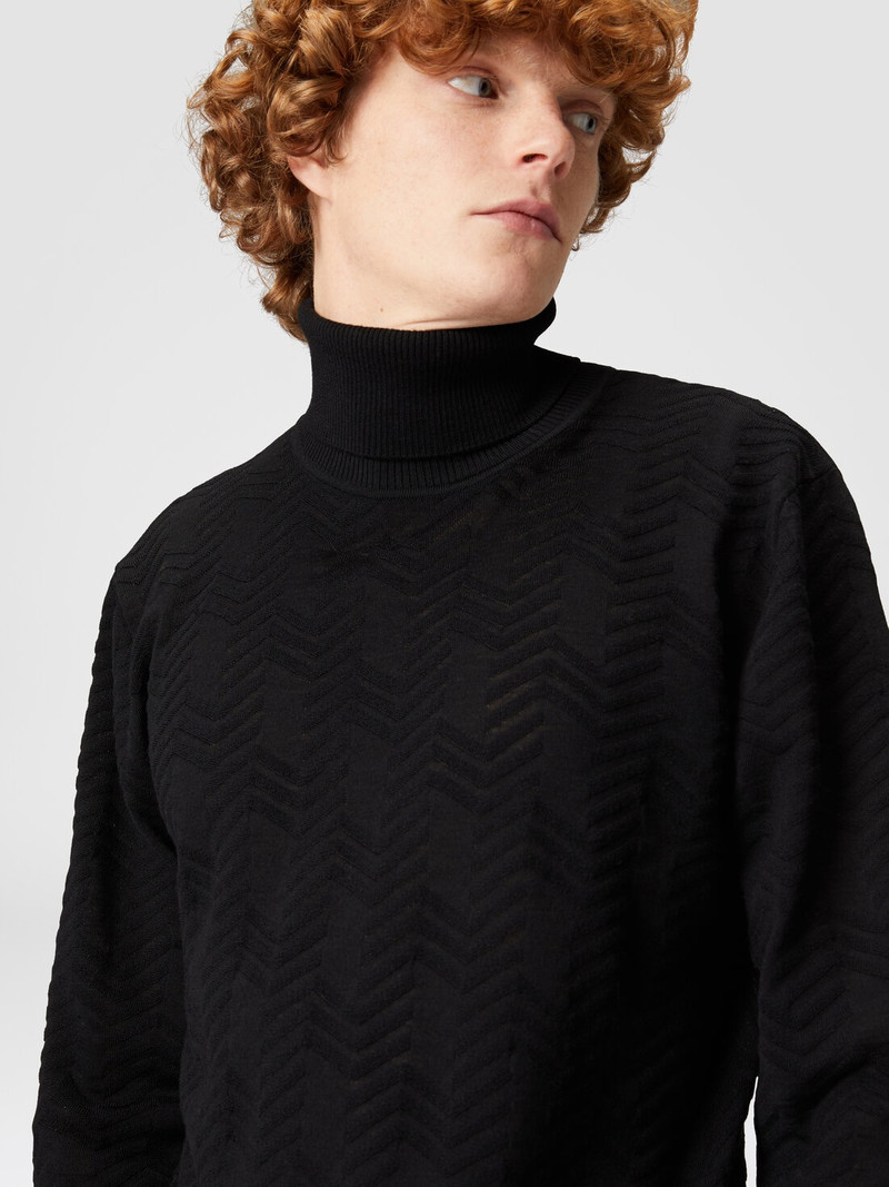 Wool turtleneck pullover with tone-on-tone chevron 5