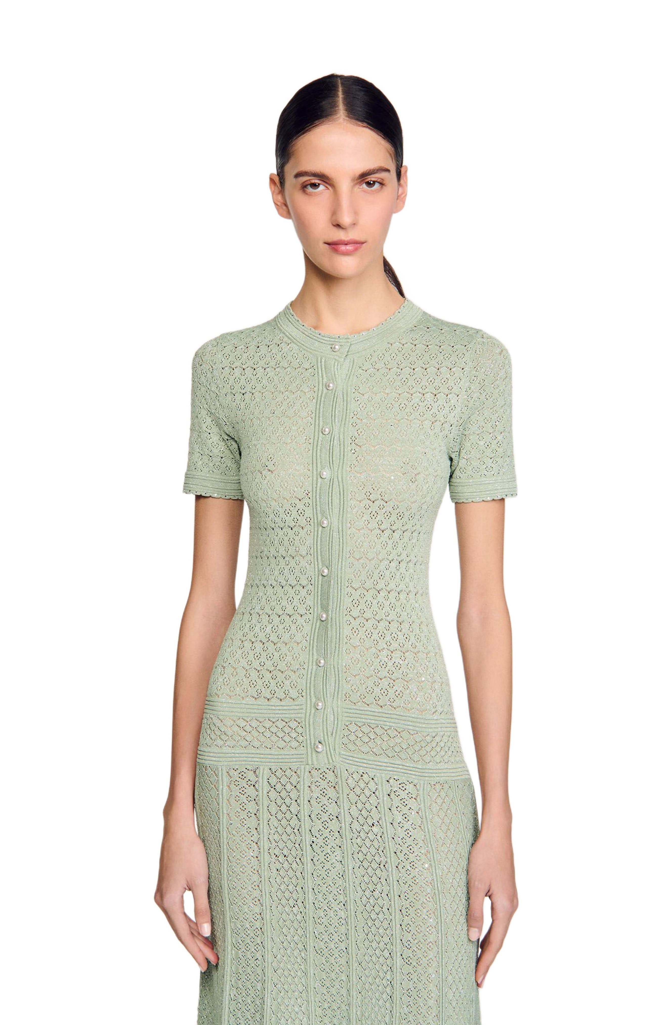 SANDRO Knit maxi dress in Almond Green at Nordstrom - 4