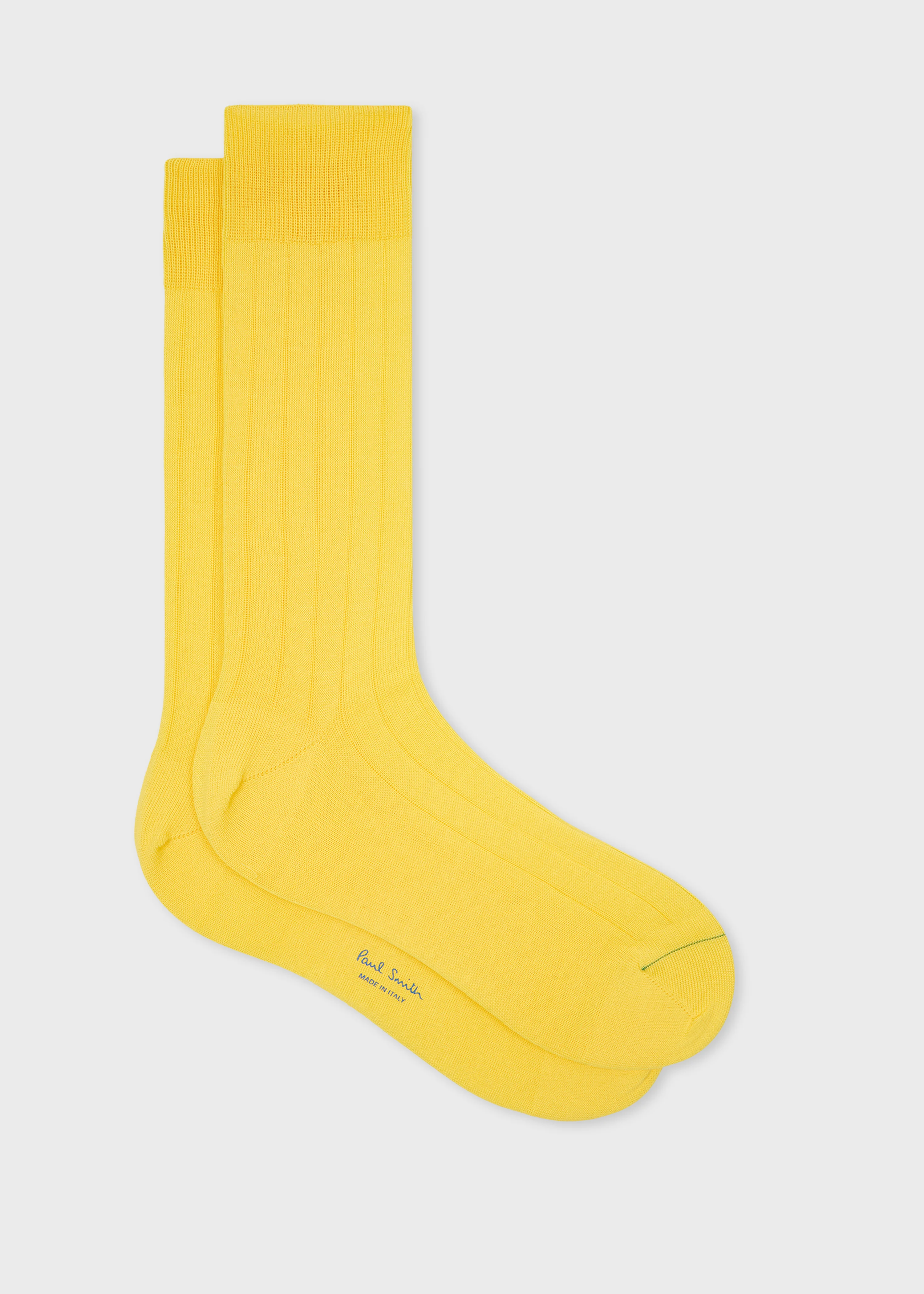Yellow Ribbed Cotton-Blend Socks - 1