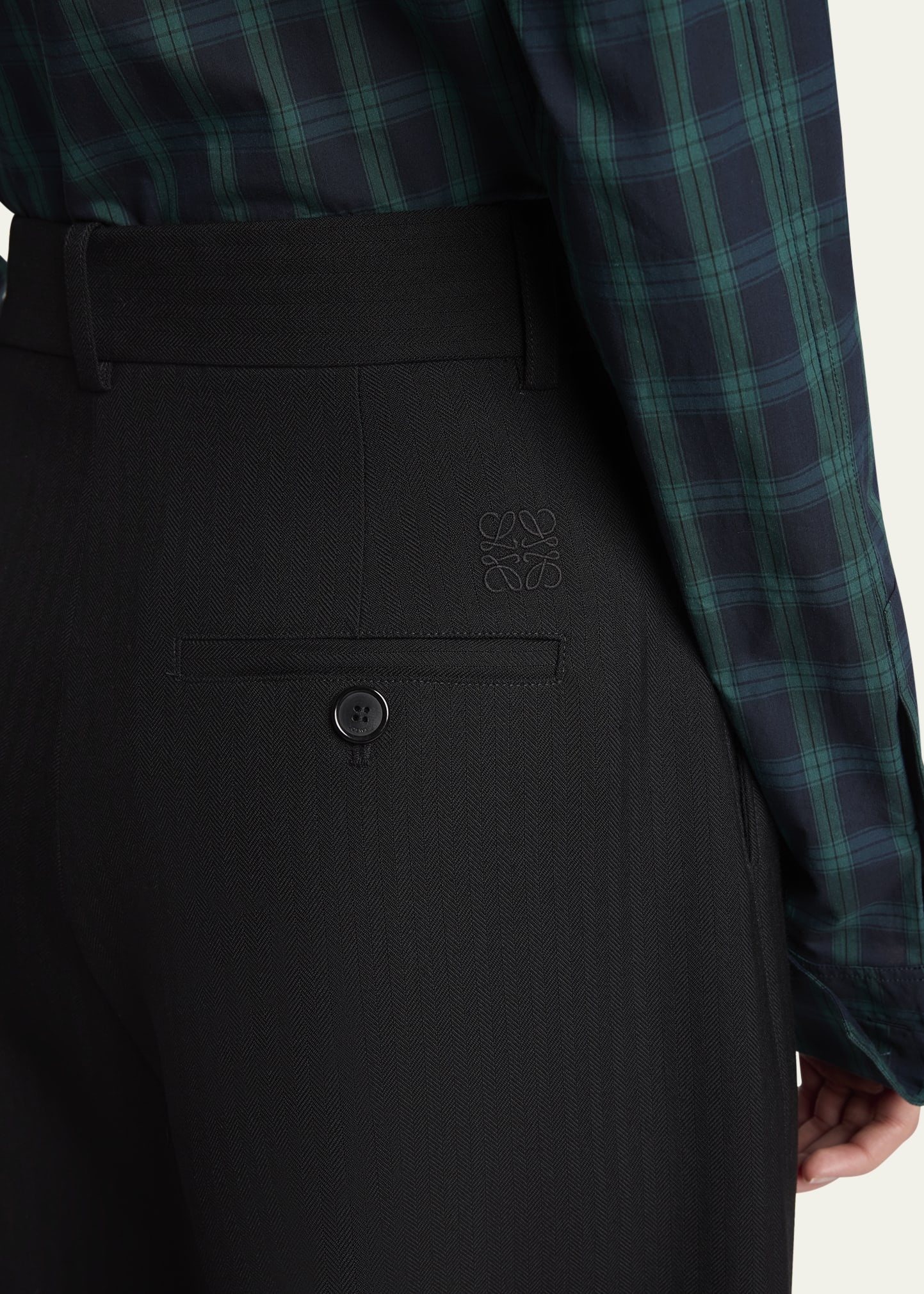 Barrel Leg Pleated Wool Trousers - 5
