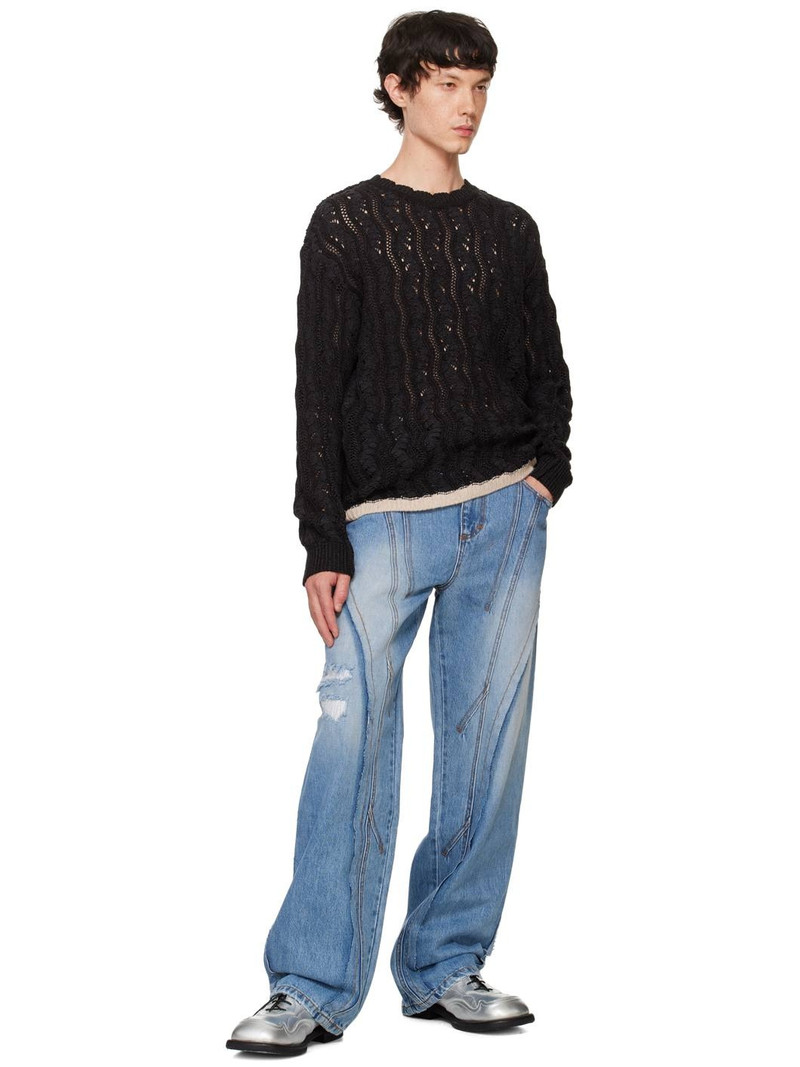 Andersson Bell Black Two-Tone Wave Sweater outlook