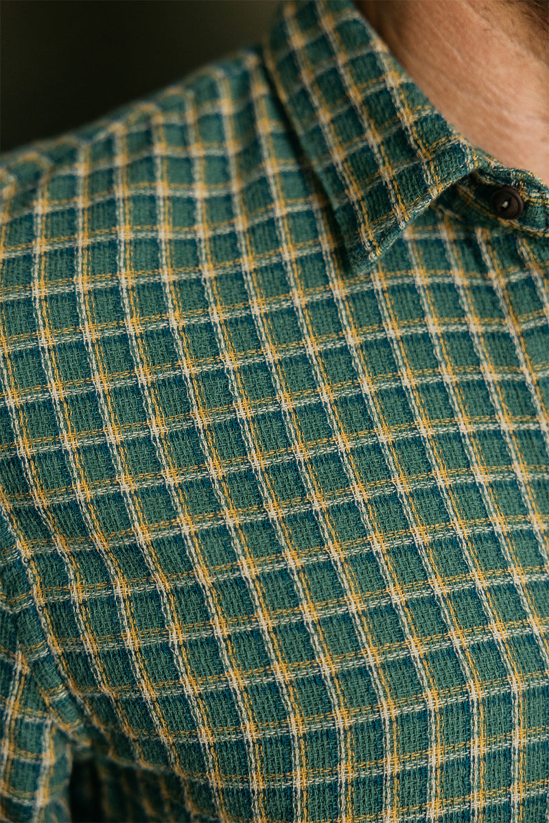 HIROSHI KATO The Ripper Panama Double Gauze Shirt - Palm Green outlook