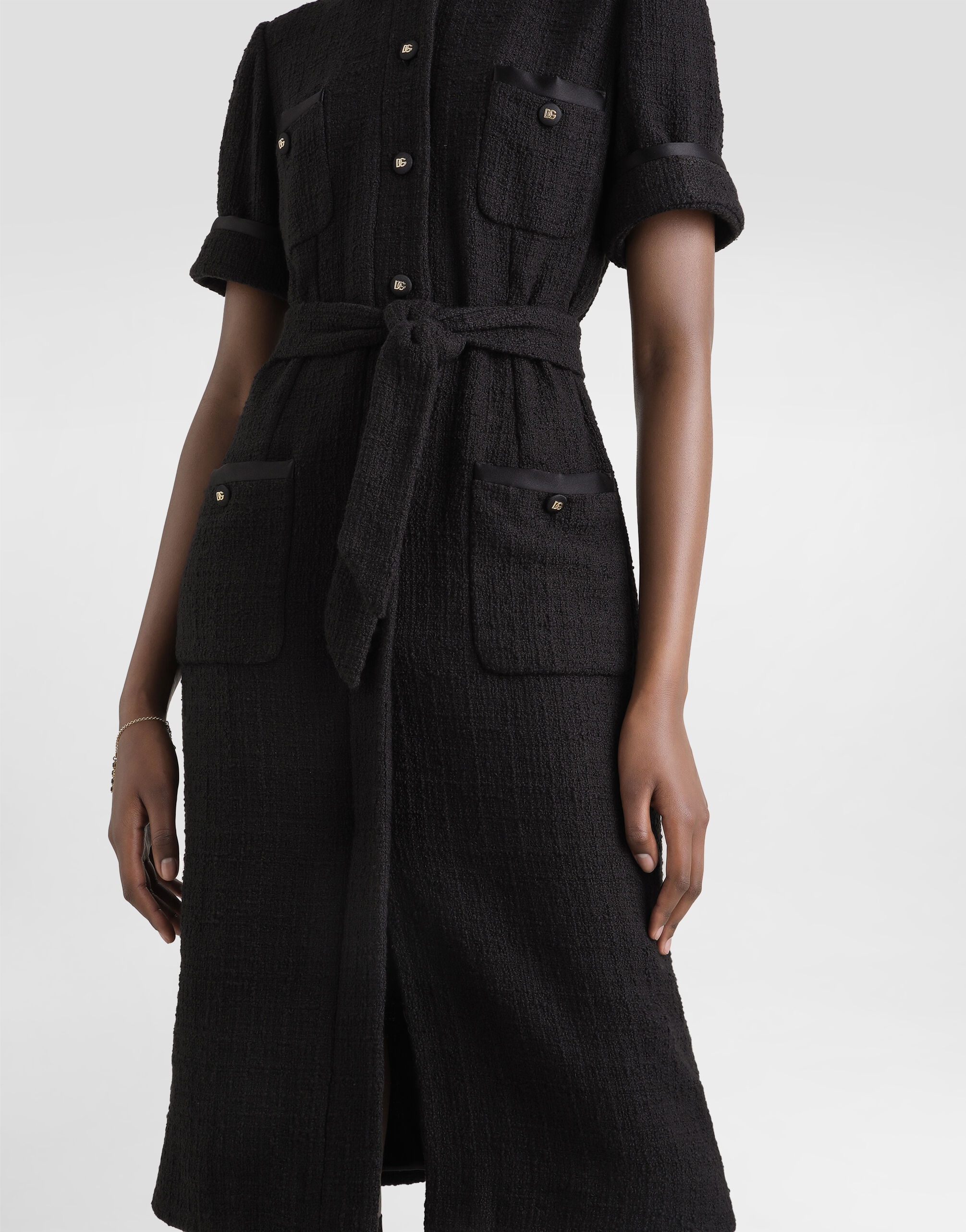 Calf-length Raschel tweed dress - 5