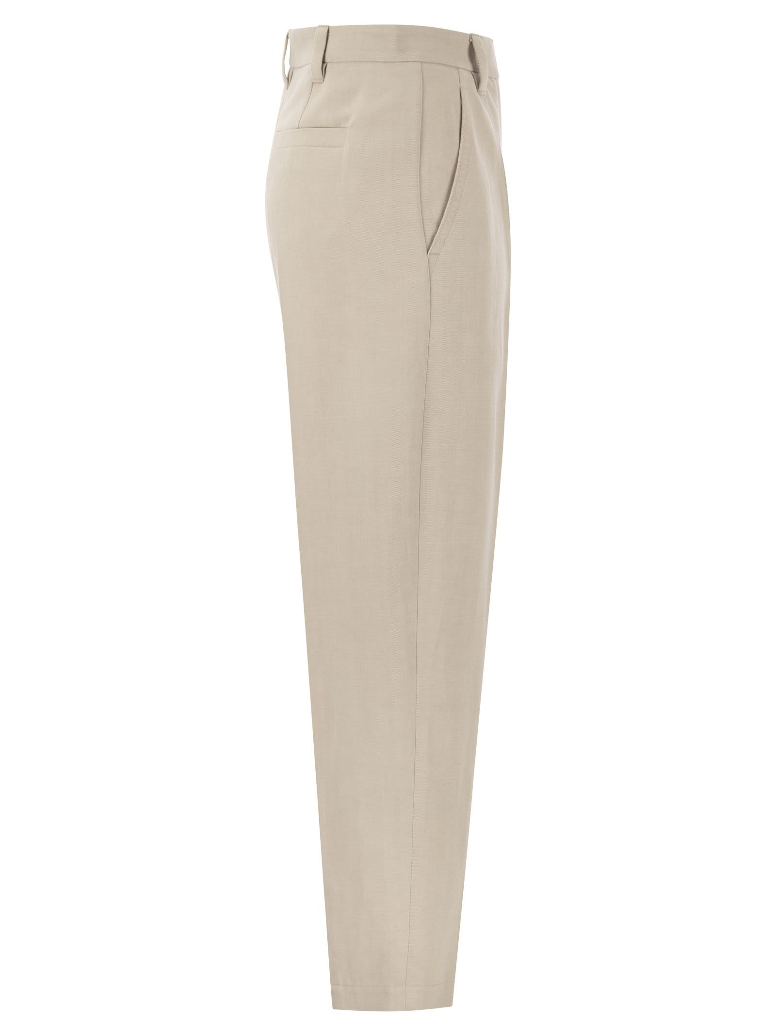 Brunello Cucinelli Women Curved Viscose And Linen Trousers - 3
