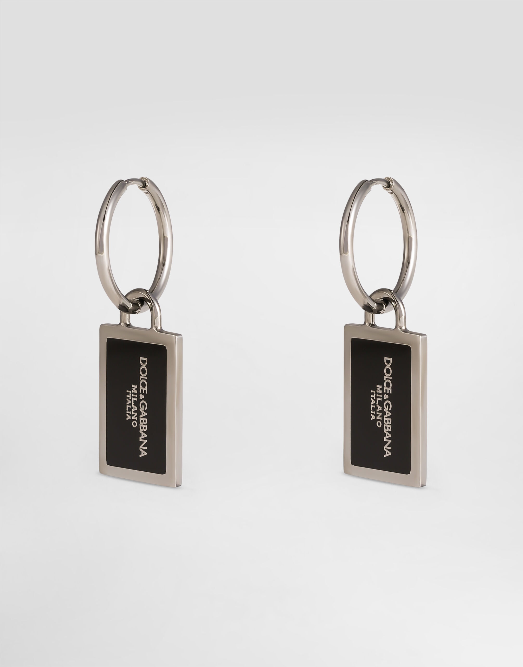 Enameled Creole earrings with logo - 1