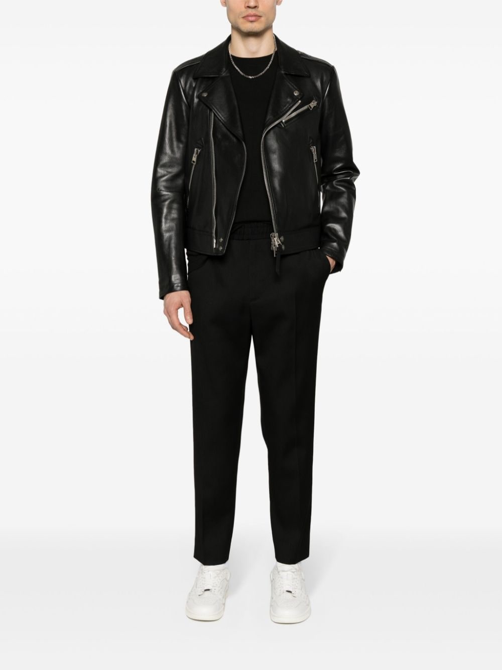 logo-plaque virgin wool trousers - 2