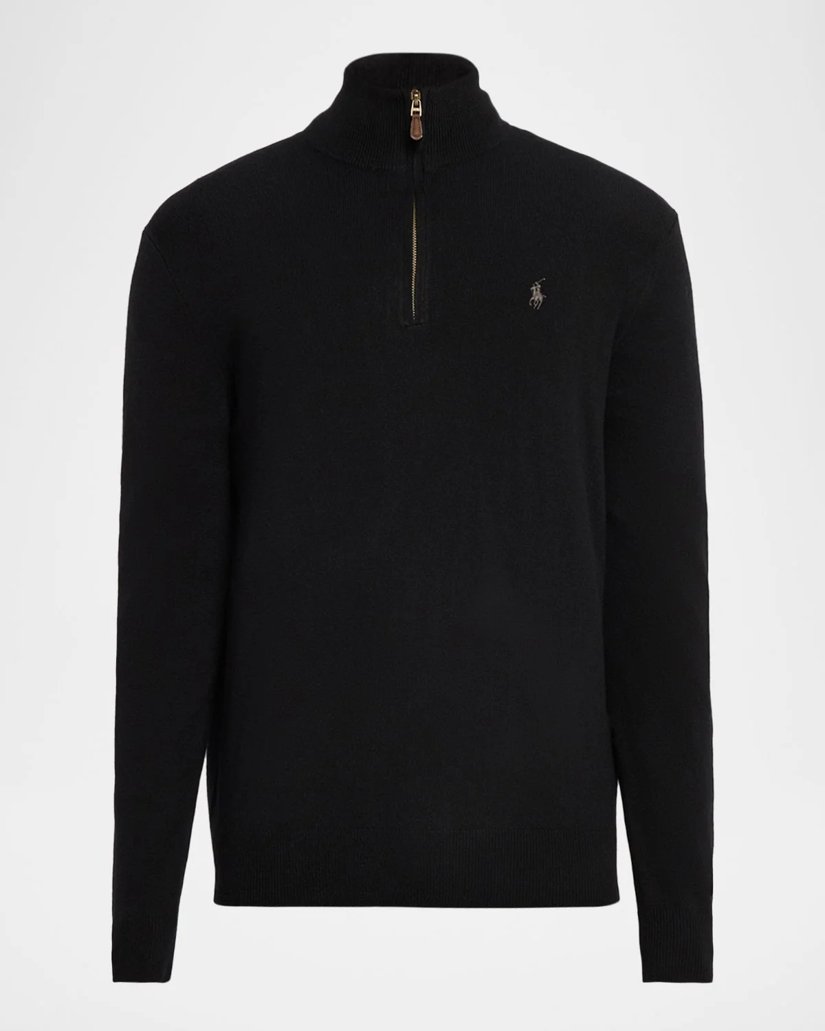 Men's Wool Embroidered Pony Quarter-Zip Sweater - 1