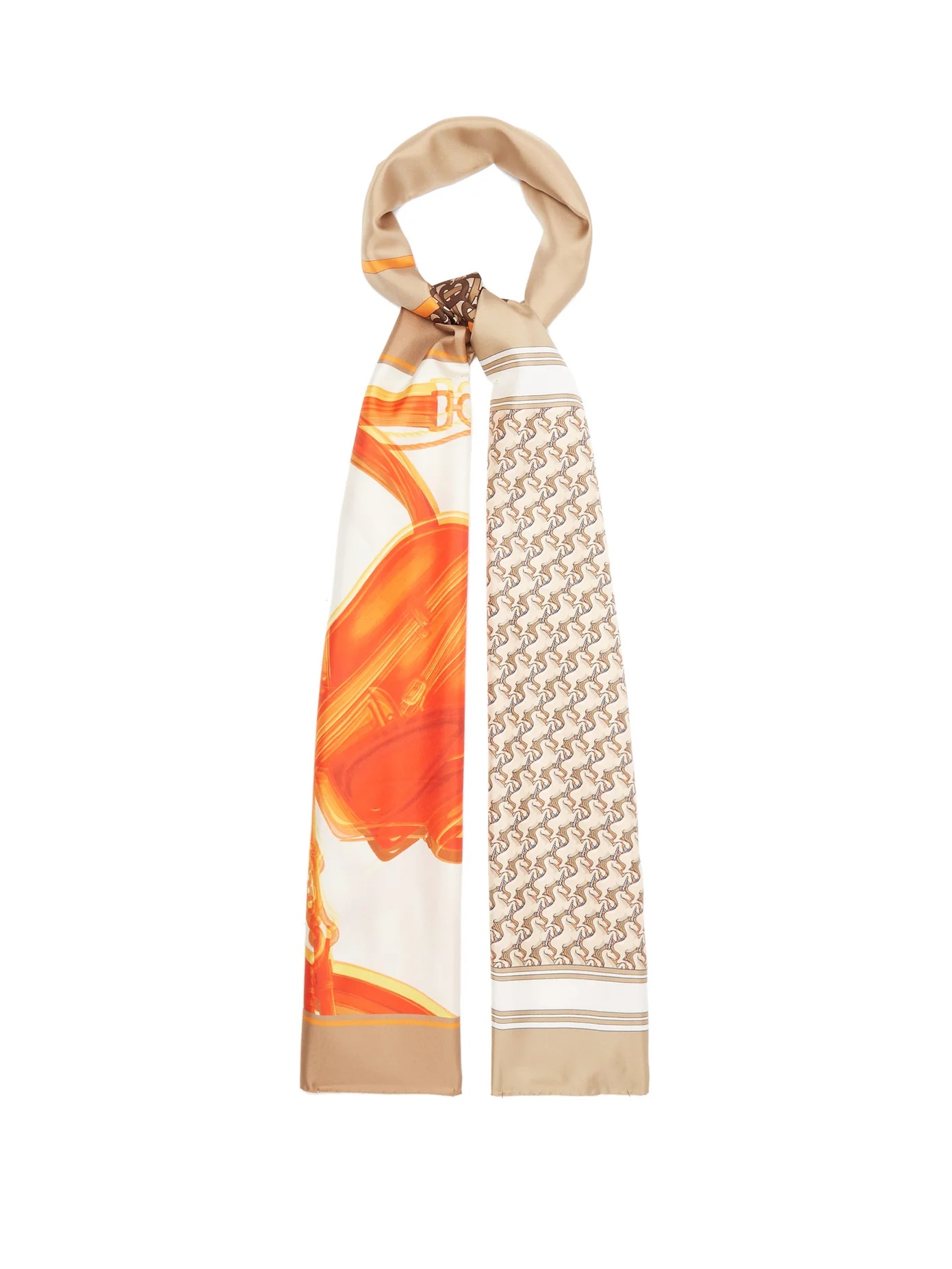 Society montage-print silk-faille scarf - 1