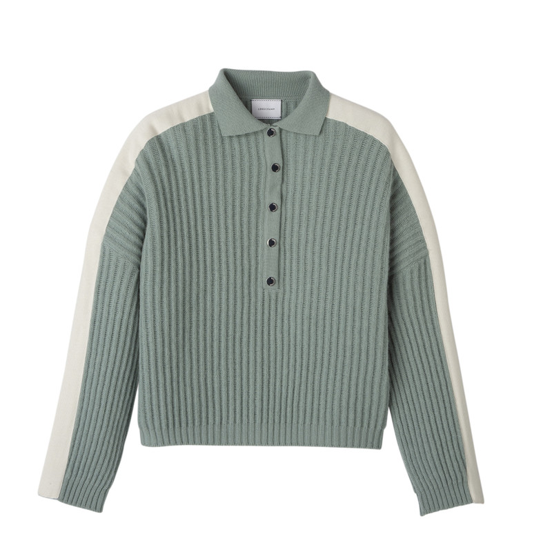 Polo collar jumper Celadon - Knit 1