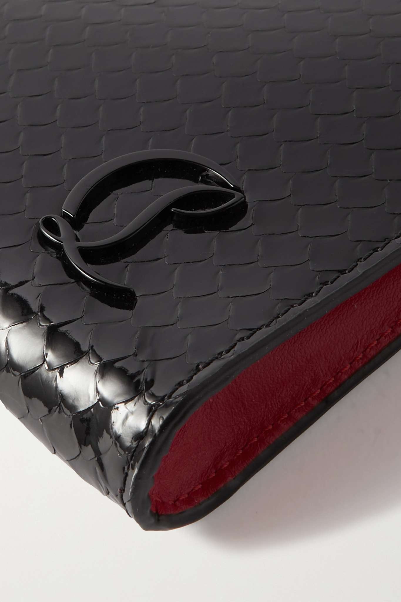 Embellished snake-effect patent-leather pouch - 4