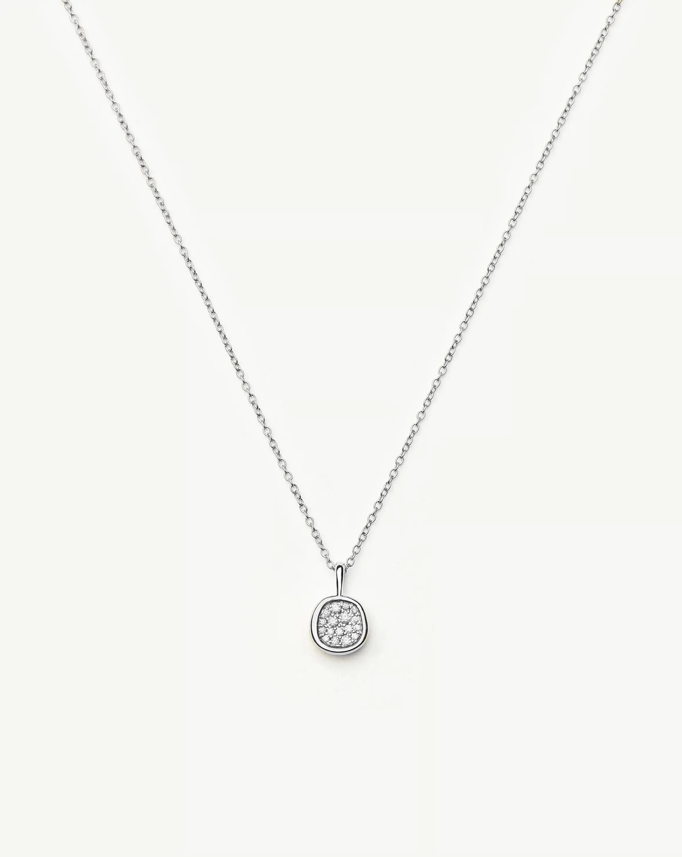 Molten Soft Square Pavé Pendant Necklace - 1
