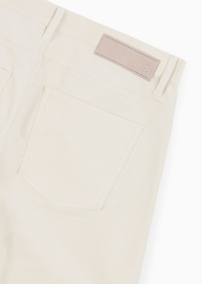 Regular-fit, five-pocket trousers in ribbed cotton and cashmere 5