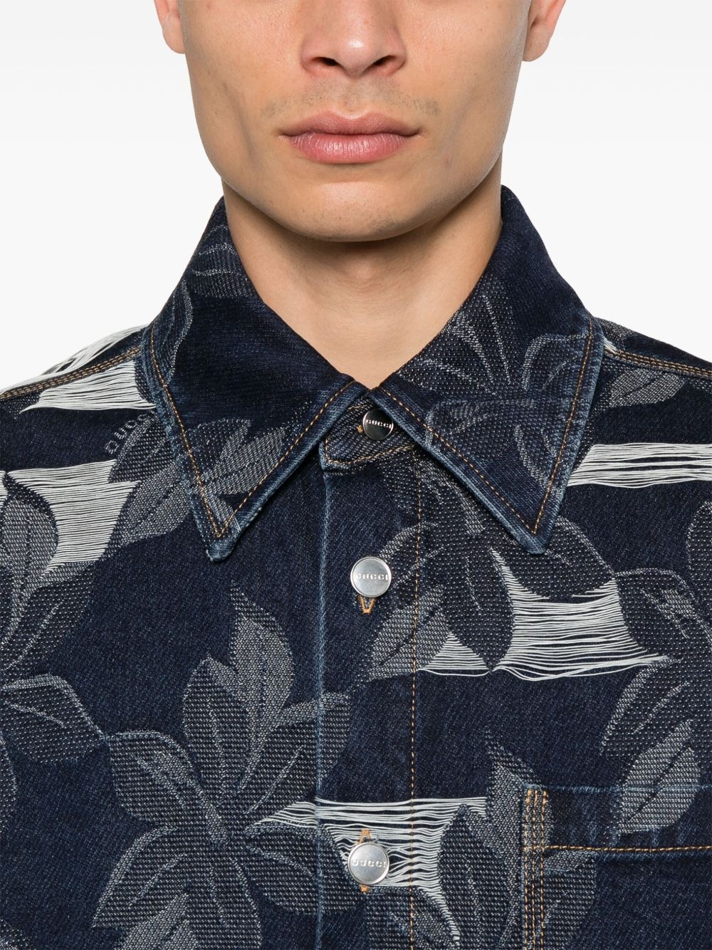 denim jacquard shirt - 5