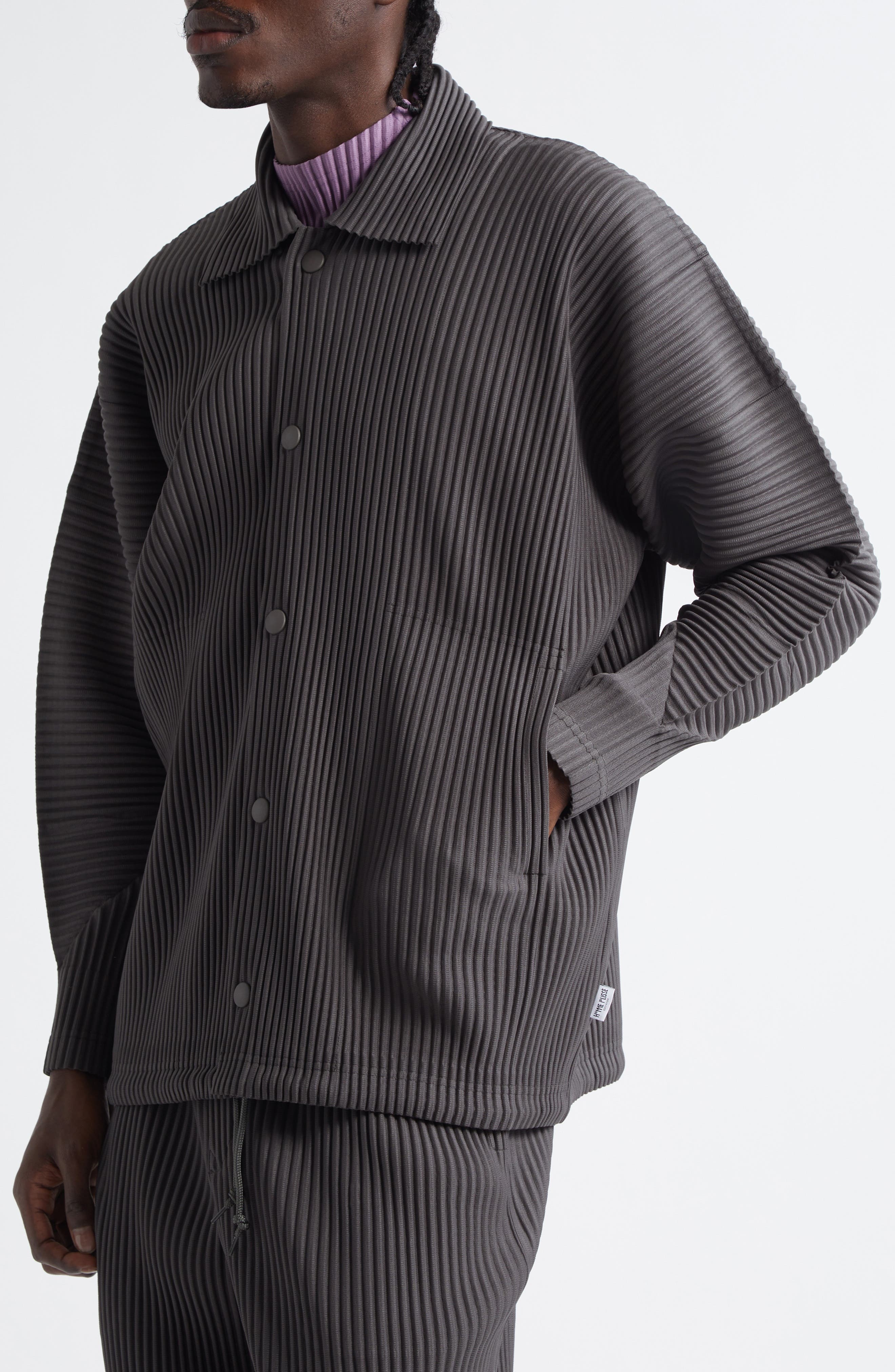Homme Plissé Issey Miyake Monthly Colors March Pleated Shirt Jacket in Charcoal Gray at Nordstrom - 5