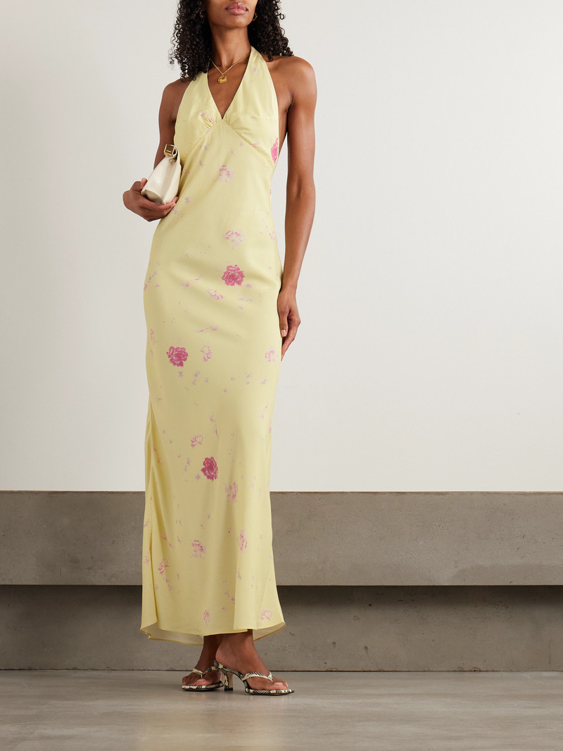 FAITHFULL Soame Floral-print Crepe Halterneck Maxi Dress outlook