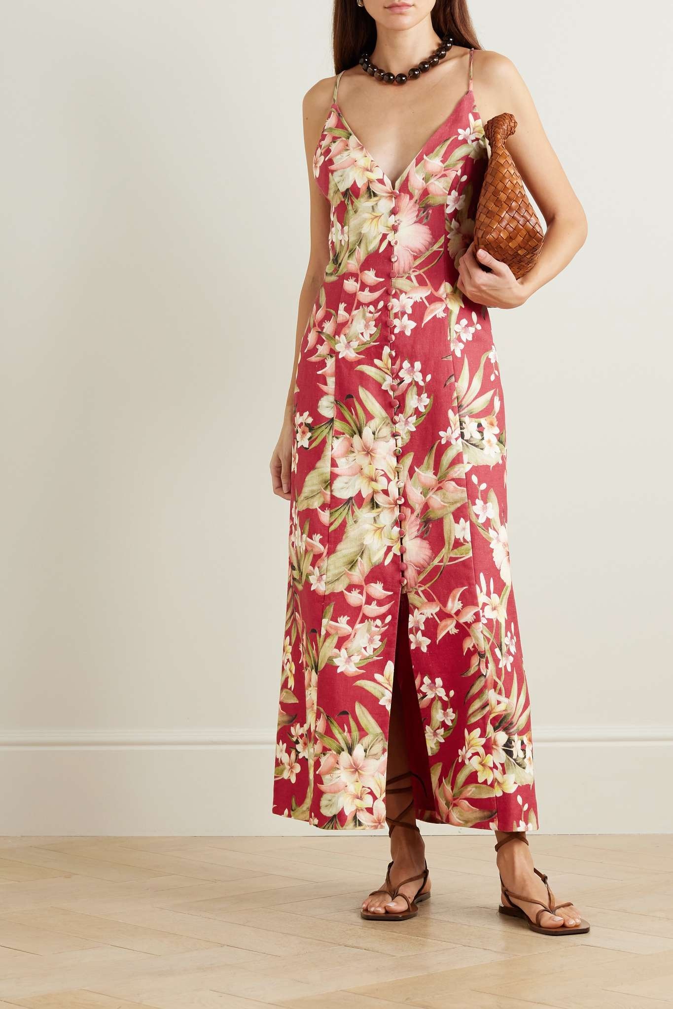 + NET SUSTAIN Lexi floral-print linen midi dress - 2