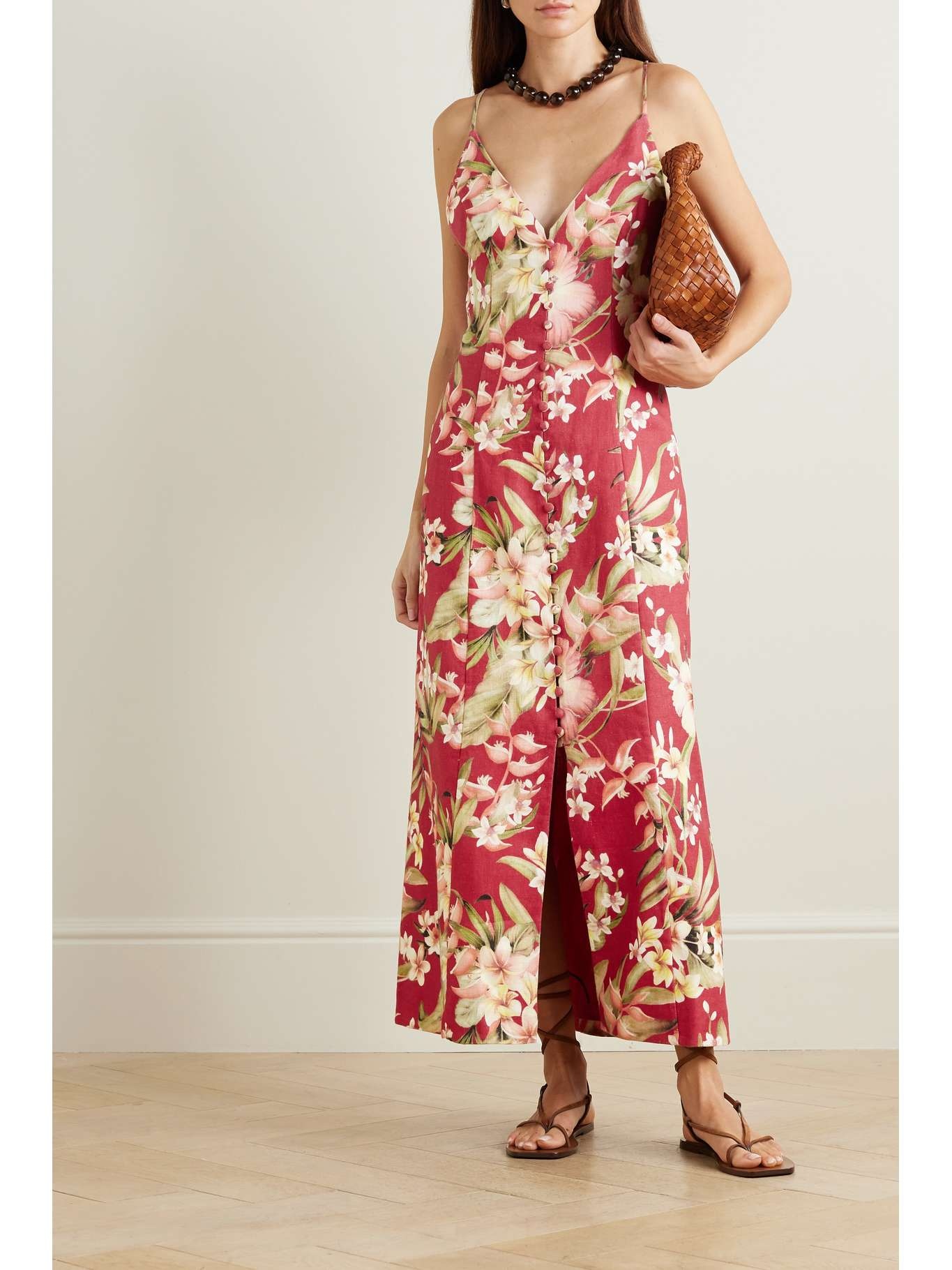 + NET SUSTAIN Lexi floral-print linen midi dress - 2