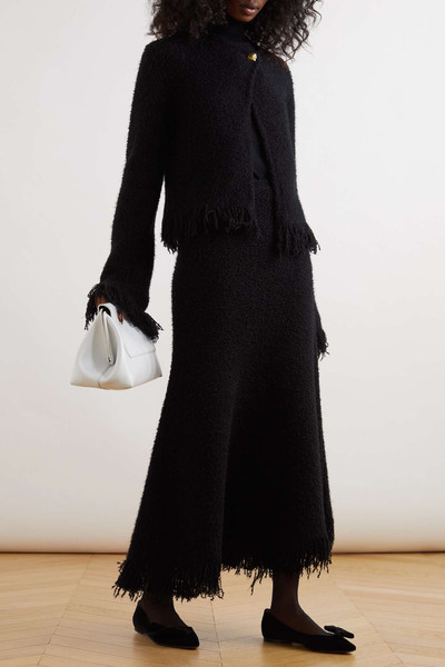 Chloé Frayed wool-blend bouclé-tweed midi skirt outlook