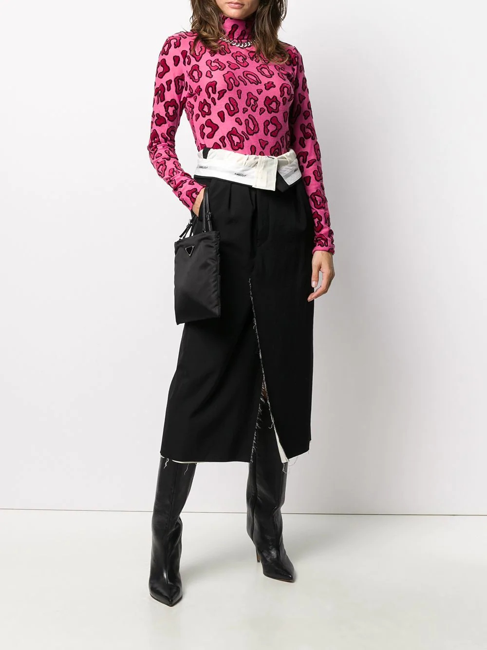 leopard-print turtleneck top - 2