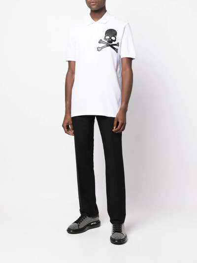 PHILIPP PLEIN Skull-patch cotton polo shirt outlook