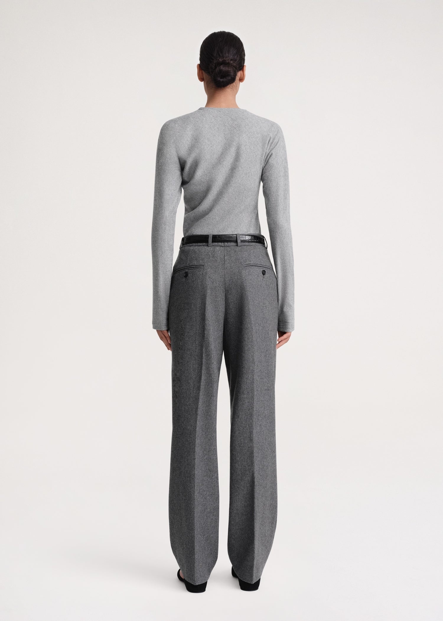 Totême Double-pleated tailored trousers grey mélange