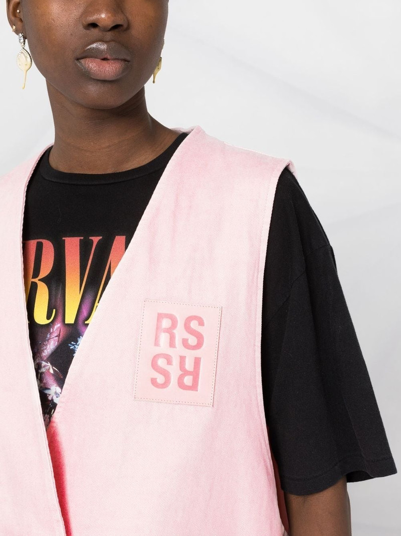 denim oversized logo patch gilet 5