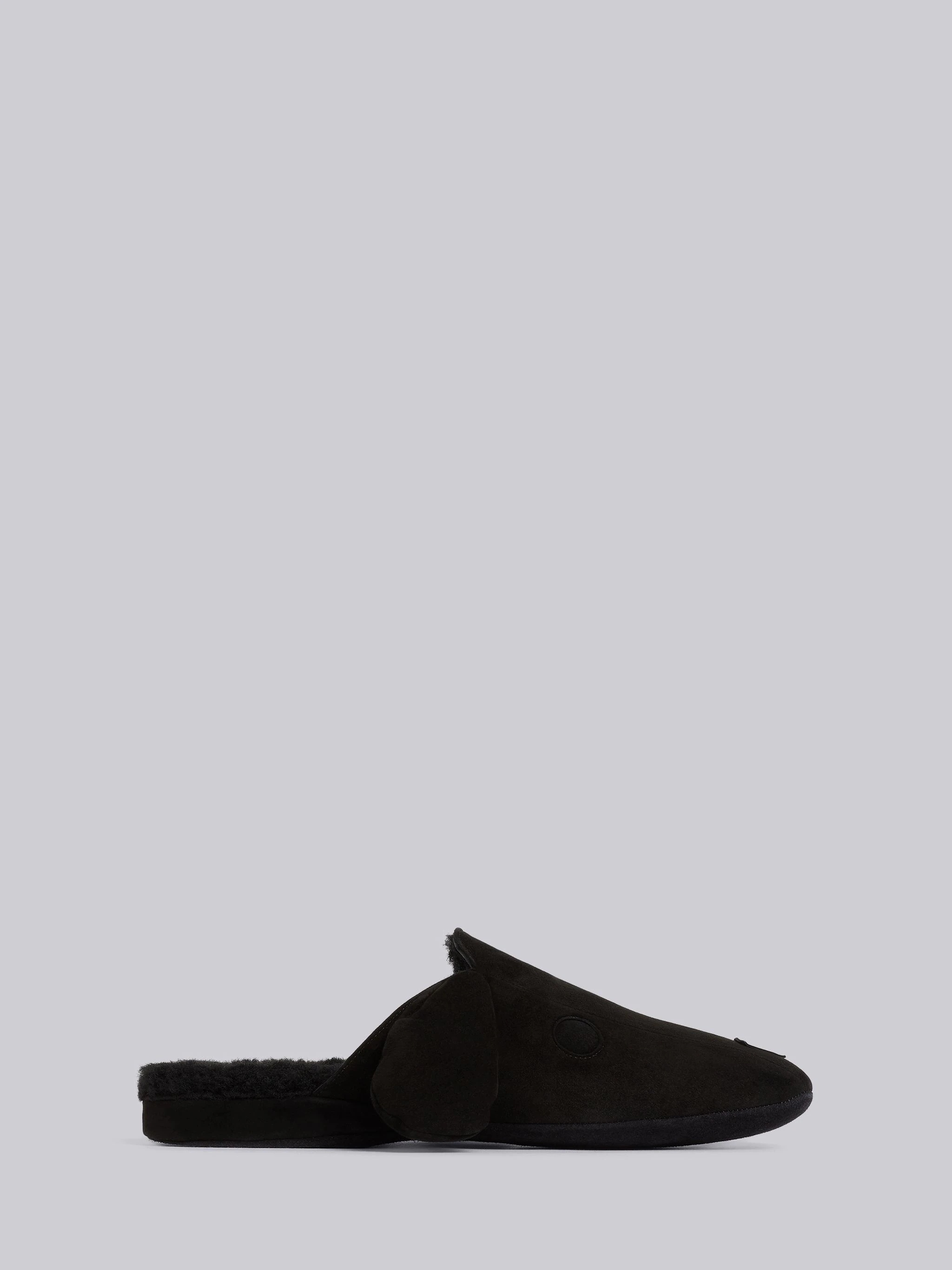 Black Shearling and Suede Hector Slipper - 1