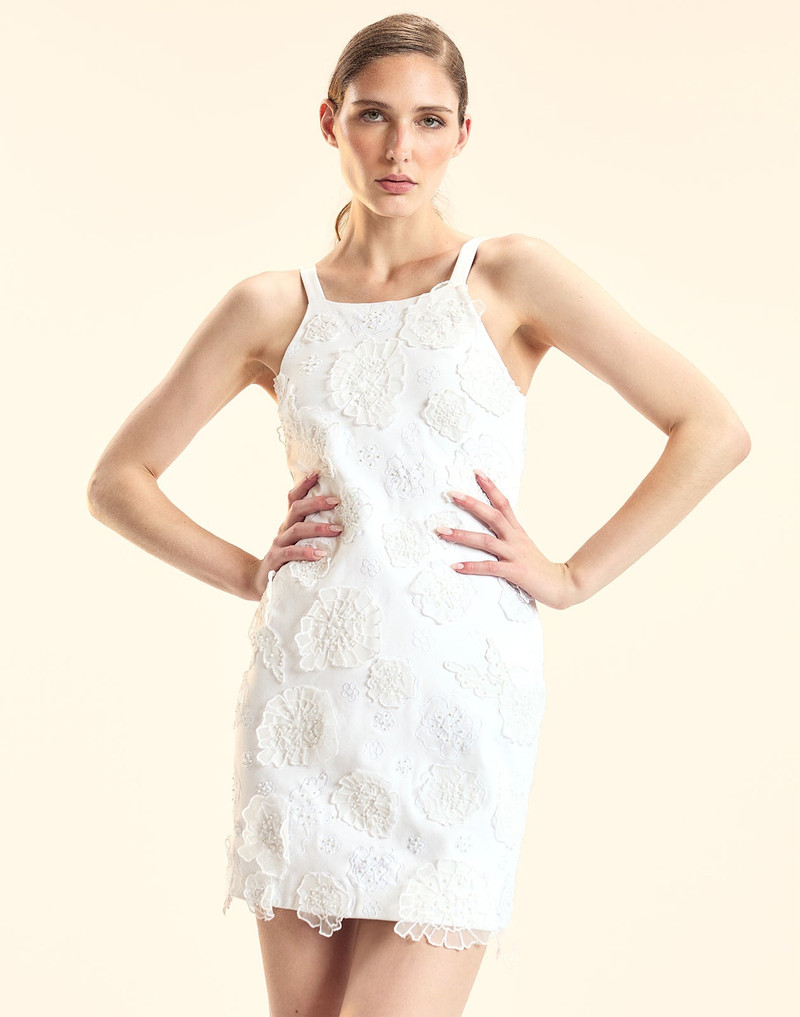 CYNTHIA ROWLEY Pop Floral Applique Mini Dress outlook