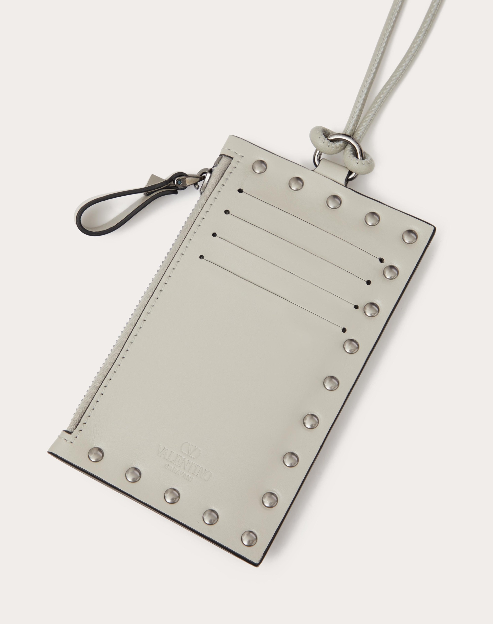 ROCKSTUD CALFSKIN CARD HOLDER WITH NECK STRAP - 3