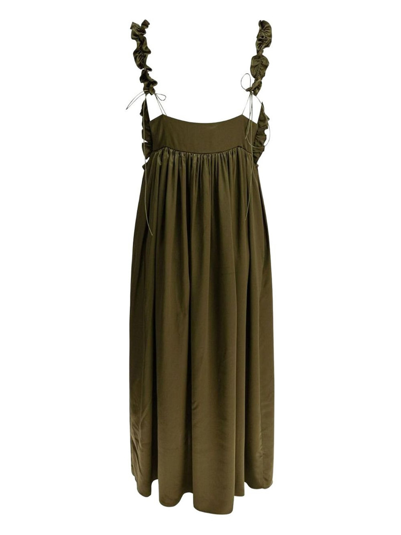 CECILIE BAHNSEN ruffled smocked silk midi dress outlook