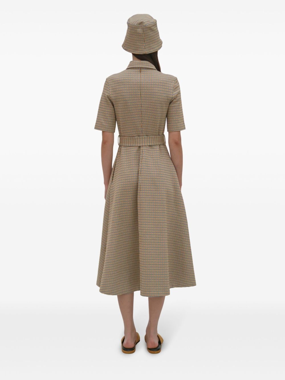 check-pattern midi dress - 5