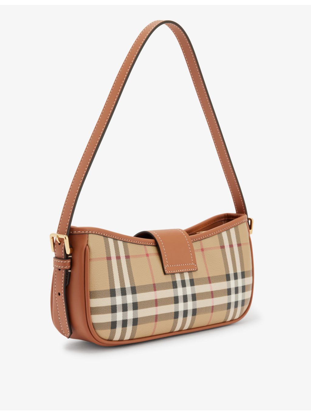 Check-print faux-leather shoulder bag - 3