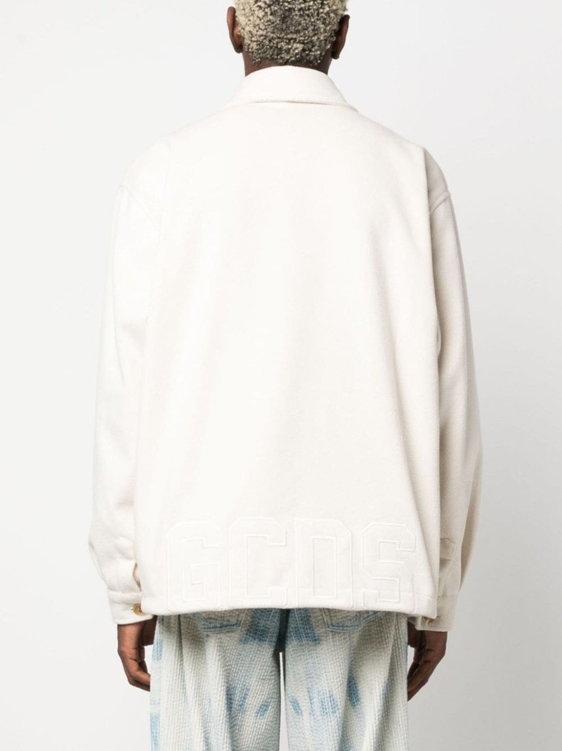 logo-embroidered button-up jacket 4