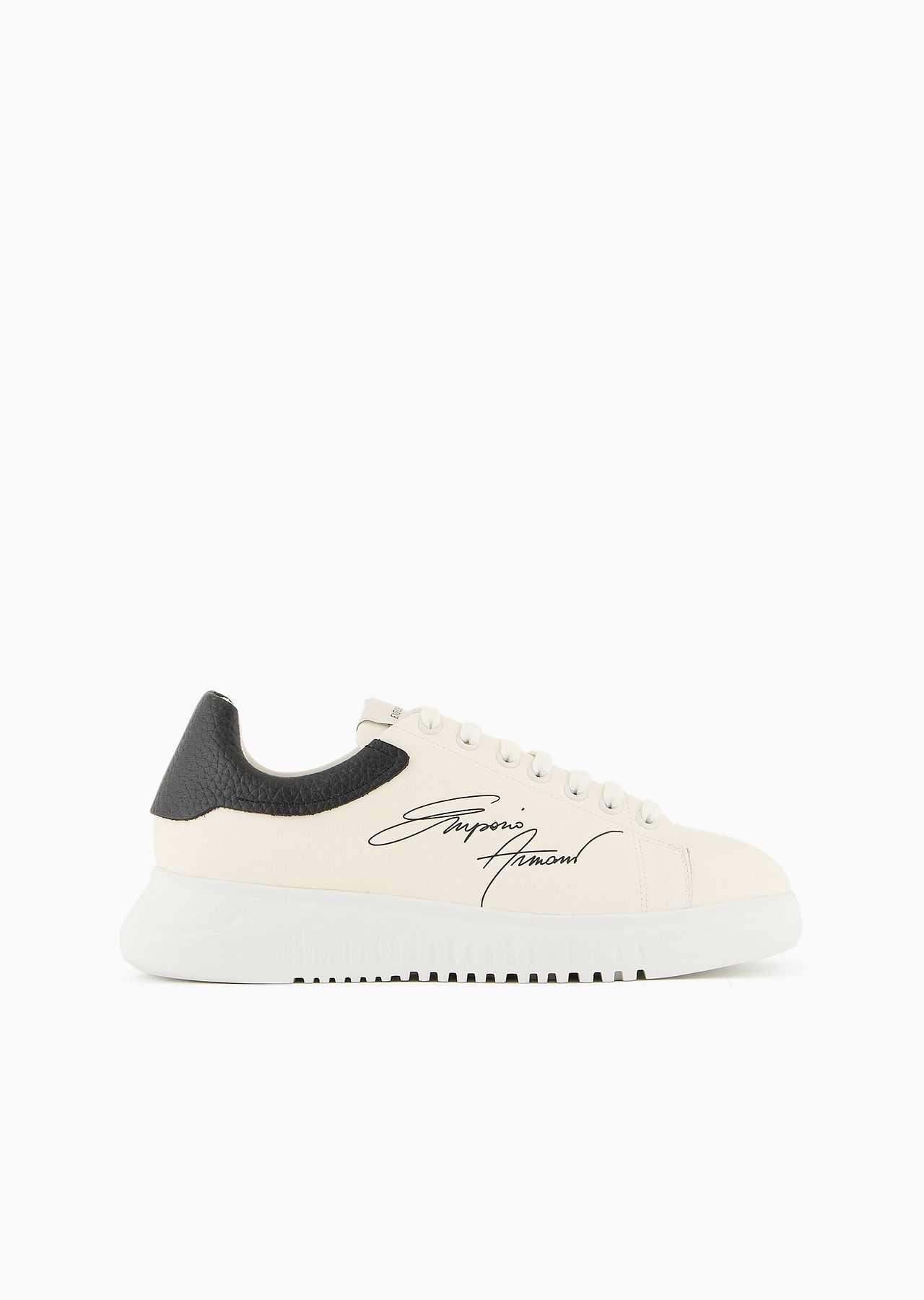 EMPORIO ARMANI Leather sneakers with signature logo and