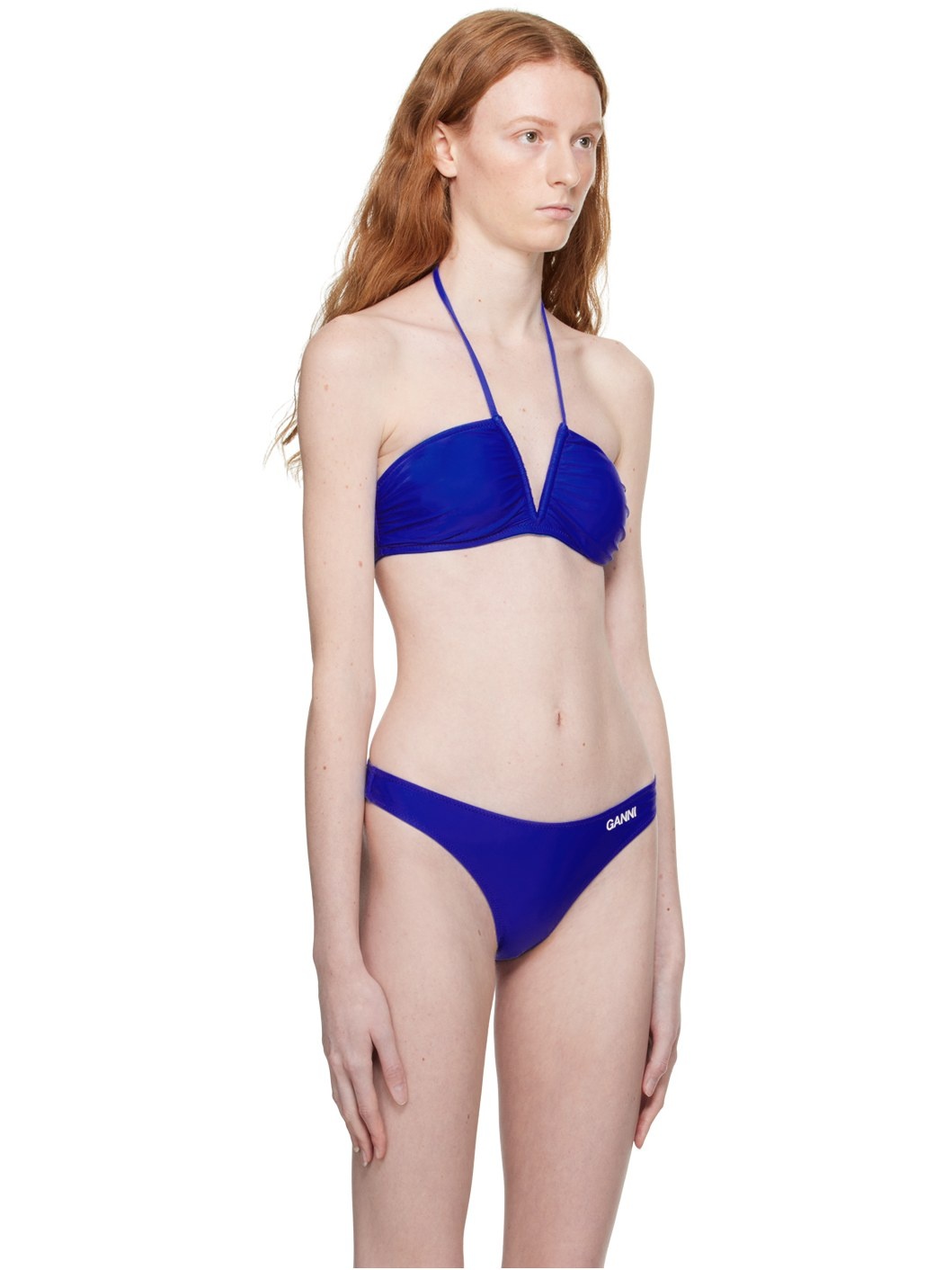 Blue Ruched Bikini Top - 2