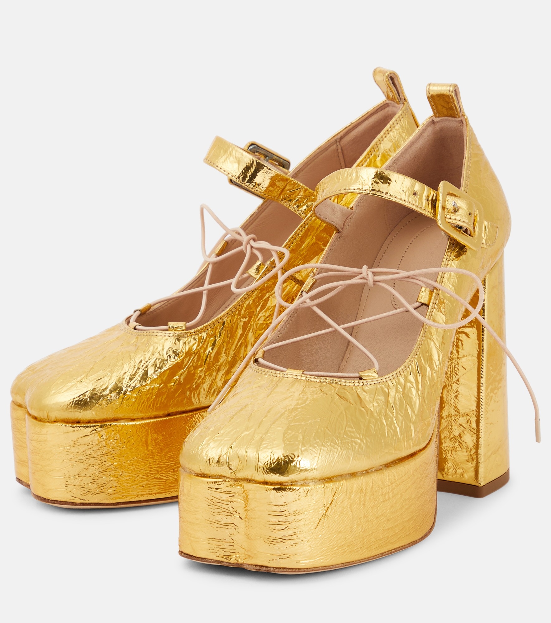 Leather ballerina platform pumps - 5