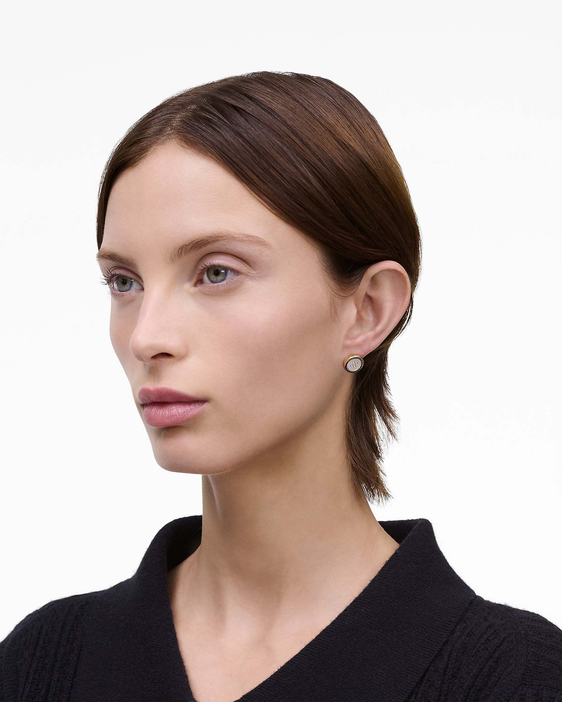 THE BUTTON MOTHER OF PEARL STUD EARRINGS - 2