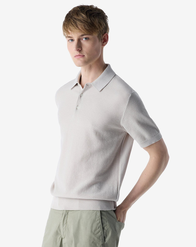 CORNELIANI Beige button-up Egyptian cotton polo shirt outlook