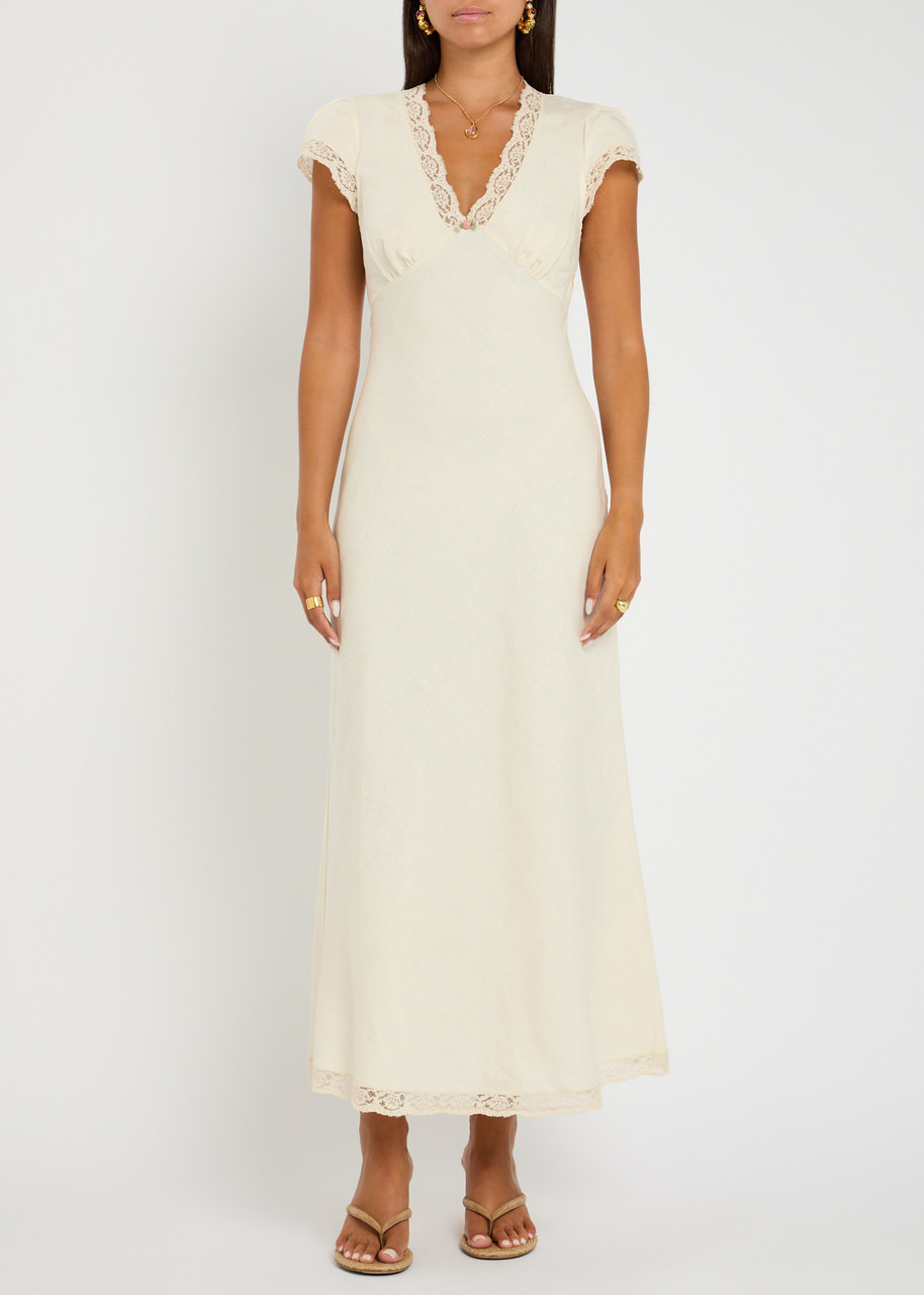 Rixo Clarice Lace-embellished Linen-blend Maxi Dress - 2