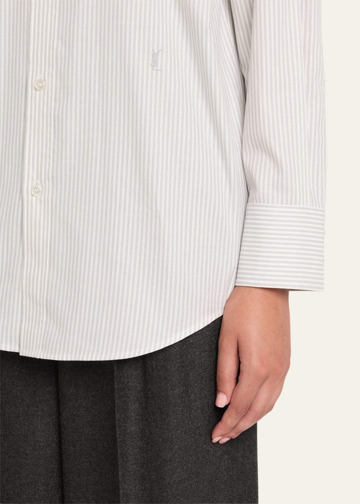 Long-Sleeve Collared Button-Down Blouse - 5