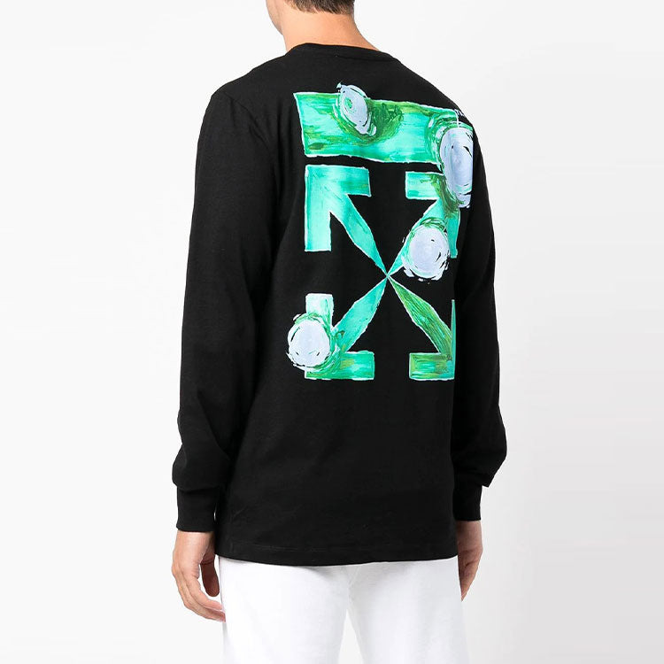 Off-White Cotton Arrow Logo Printing Round Neck Long Sleeves Black OMAB001F21JER0021084 - 3