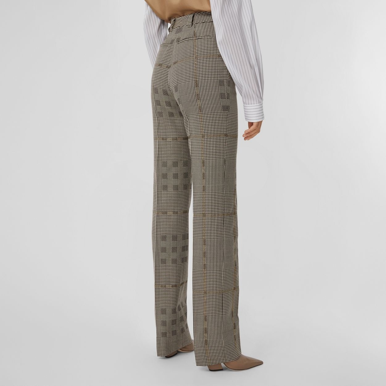 Check Wool Jacquard Tailored Trousers - 3